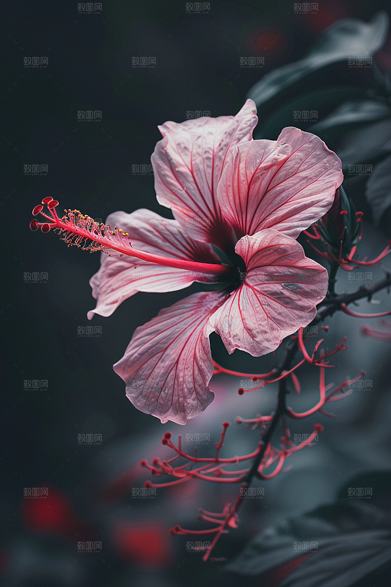 木槿花彩色自然摄影图