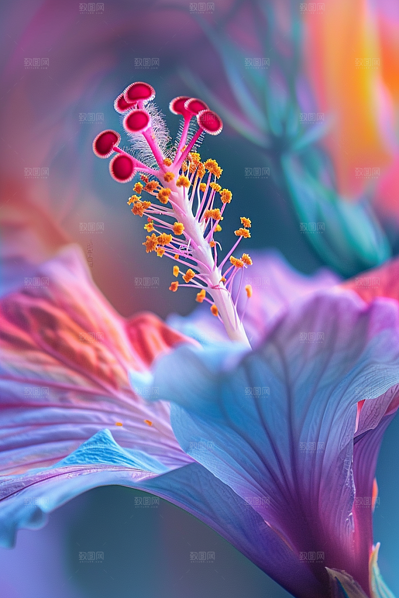 木槿花清新夏天摄影图