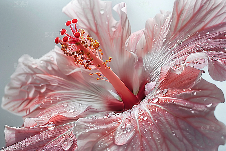 木槿花花朵彩色摄影图