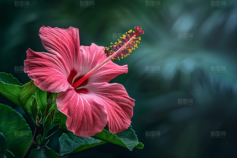 木槿花植物唯美摄影图