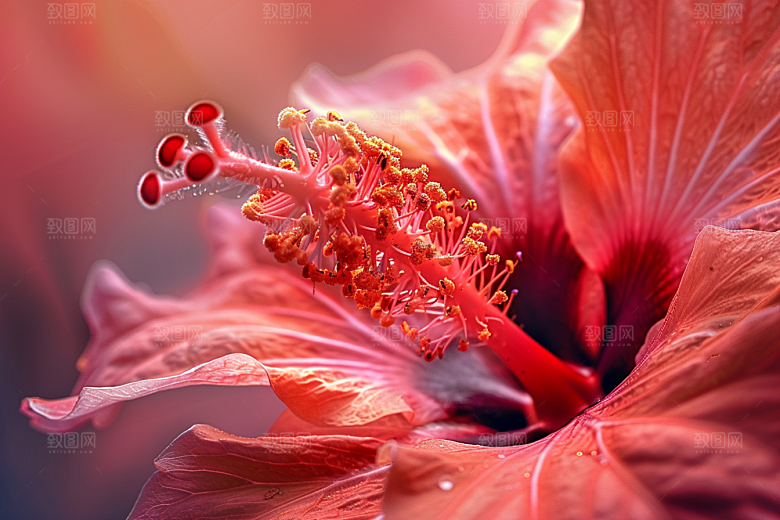 木槿花清新花卉摄影图