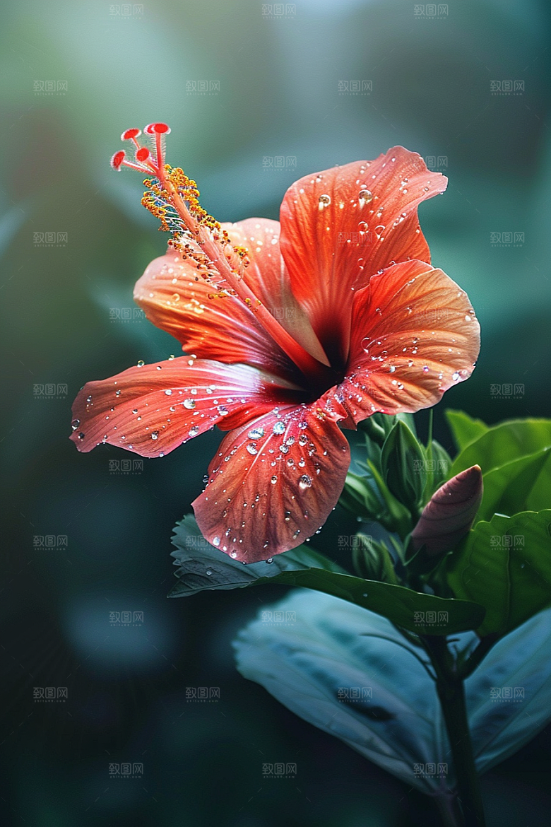 木槿花清新花卉摄影图