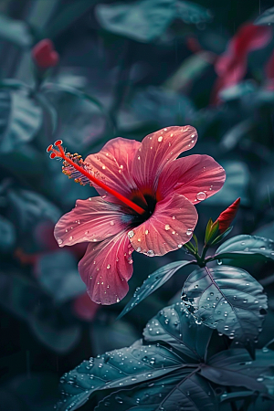 木槿花夏季唯美摄影图
