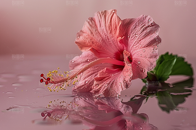 木槿花花朵唯美摄影图