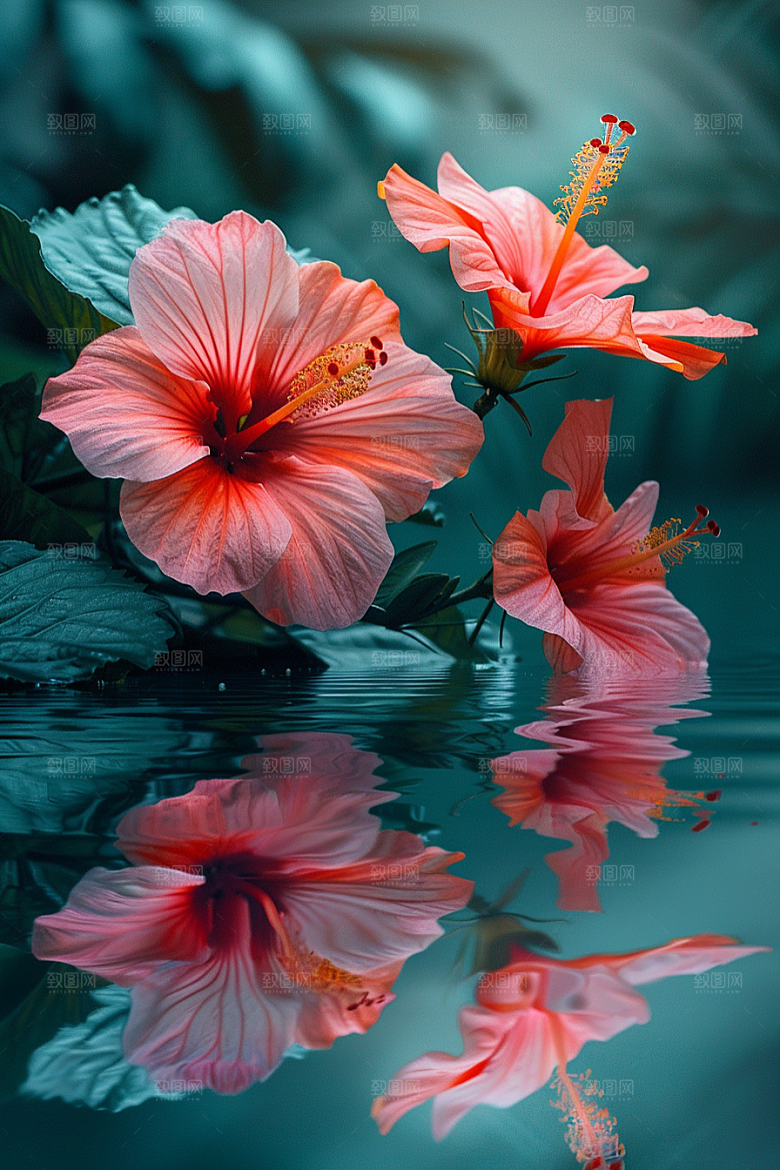 木槿花自然花卉摄影图