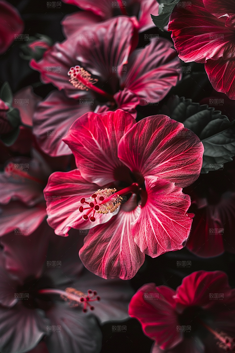 木槿花清新花朵摄影图