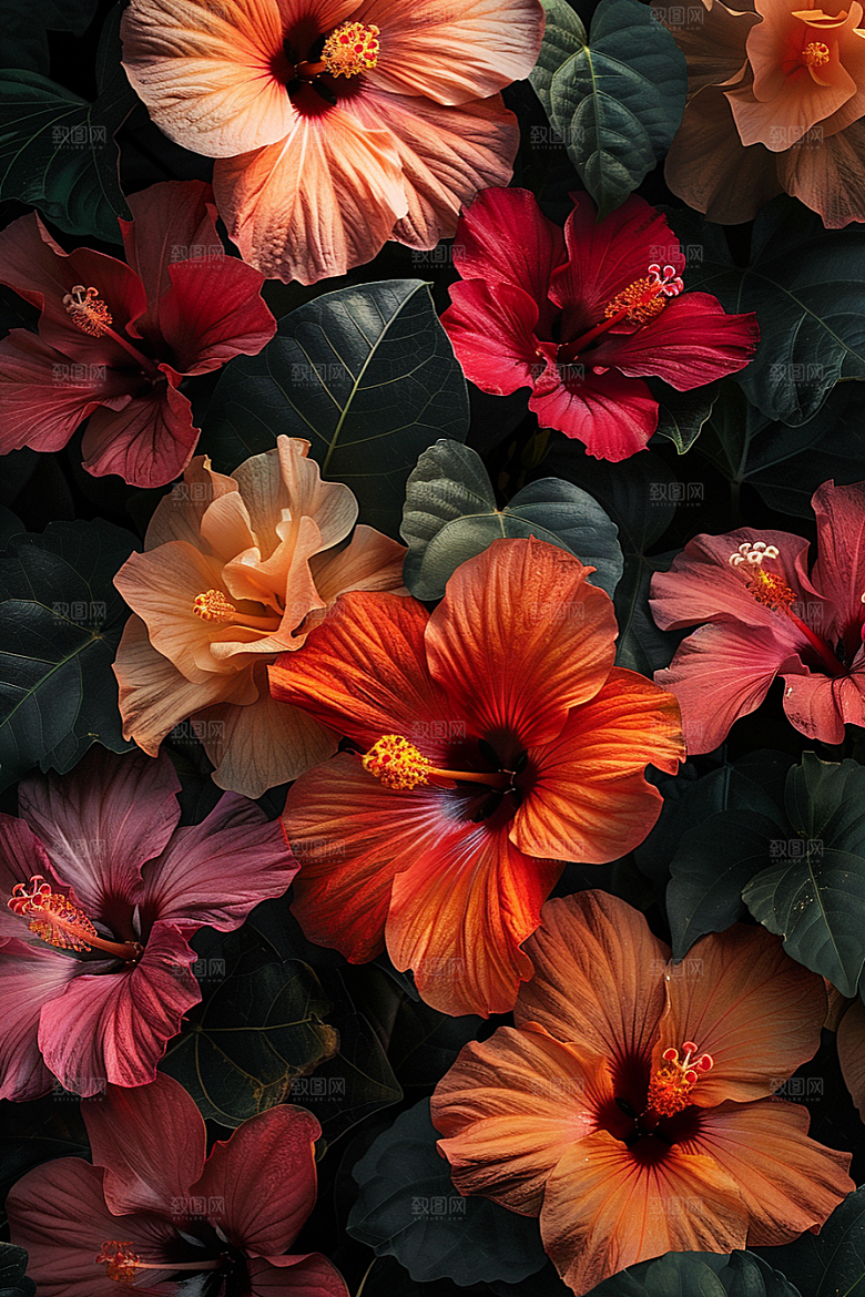 木槿花高清花朵摄影图