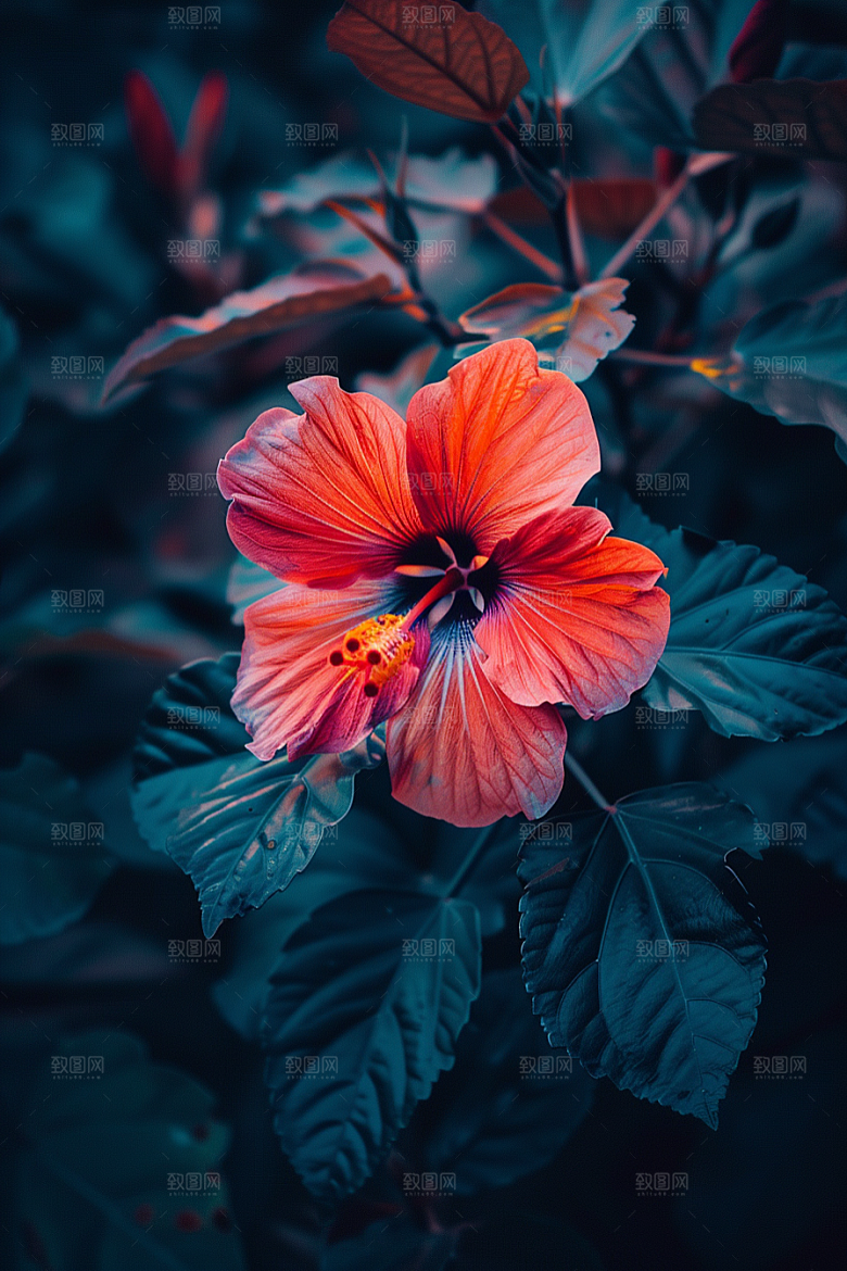 木槿花花卉植物摄影图