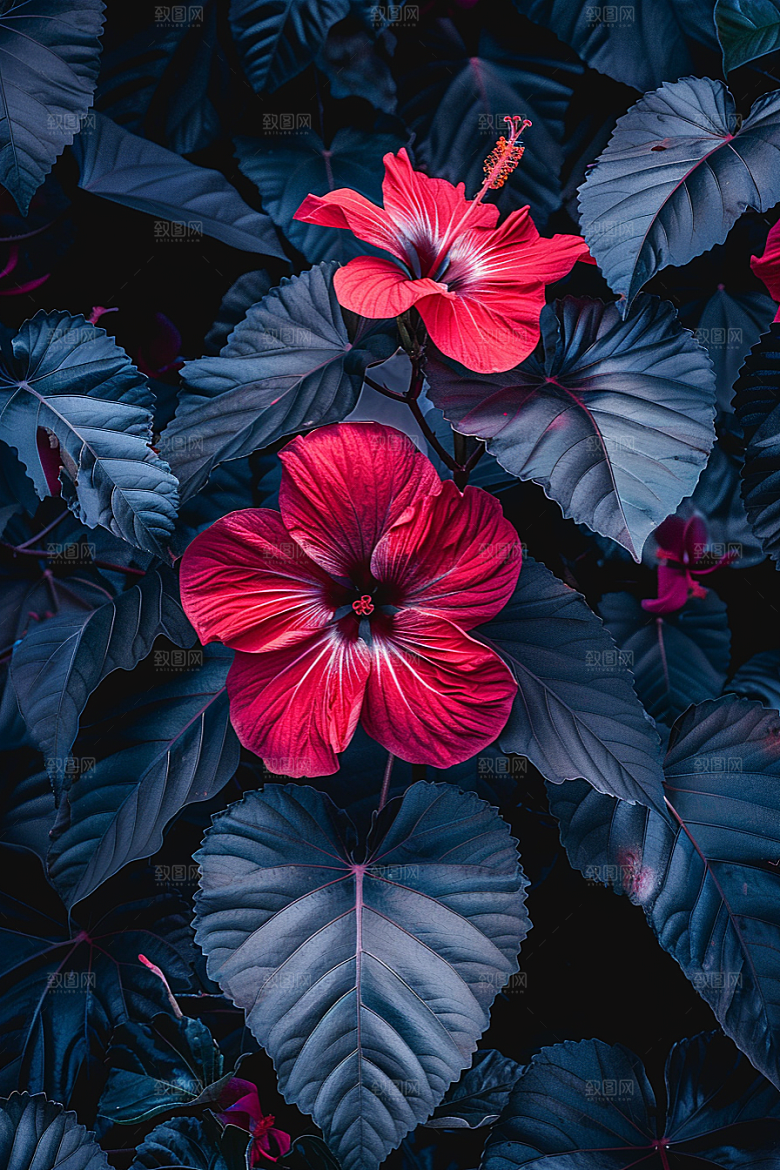 木槿花清新彩色摄影图