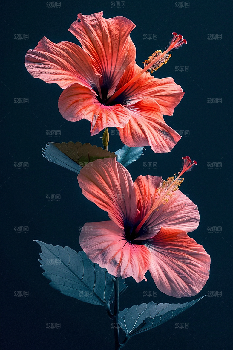 木槿花高清花朵摄影图