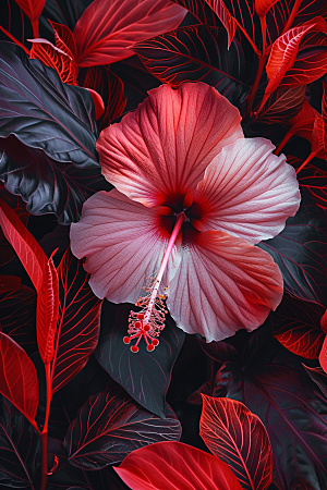 木槿花植物花朵摄影图