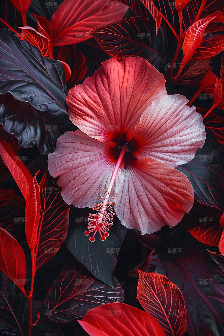 木槿花植物花朵摄影图