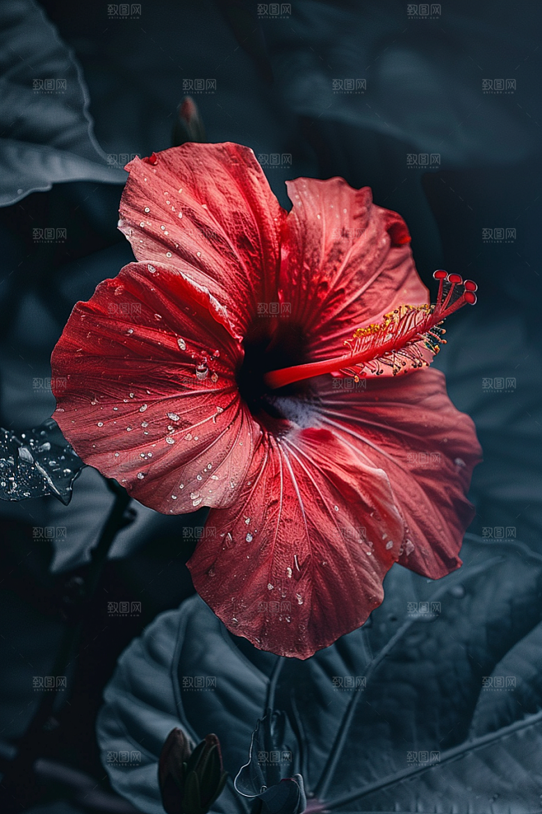 木槿花夏天花卉摄影图