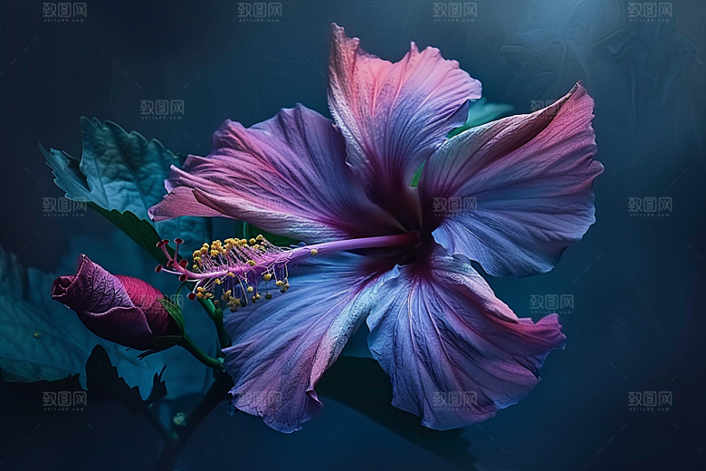 木槿花夏季花卉摄影图