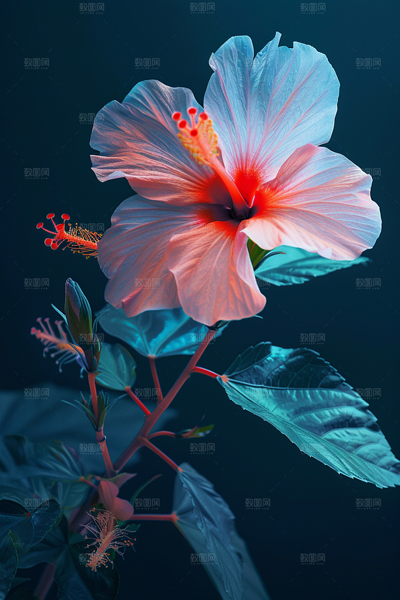 木槿花花卉清新摄影图