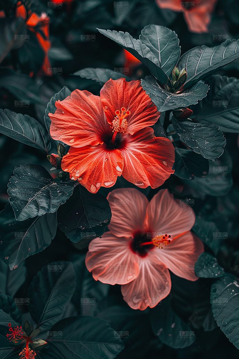 木槿花花朵植物摄影图