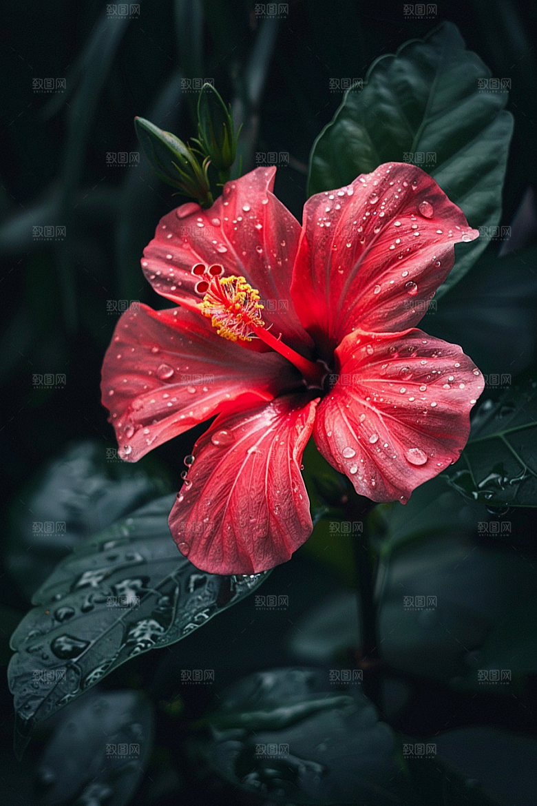 木槿花花朵花卉摄影图