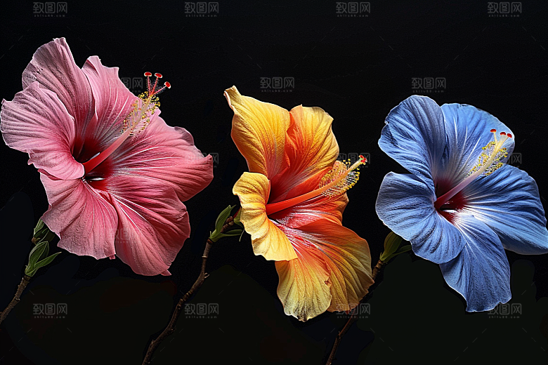 木槿花夏天彩色摄影图