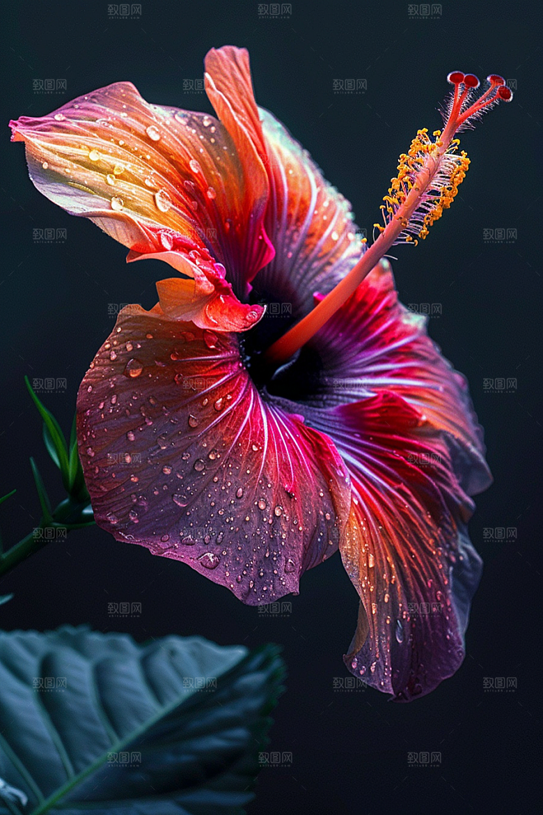 木槿花高清花朵摄影图