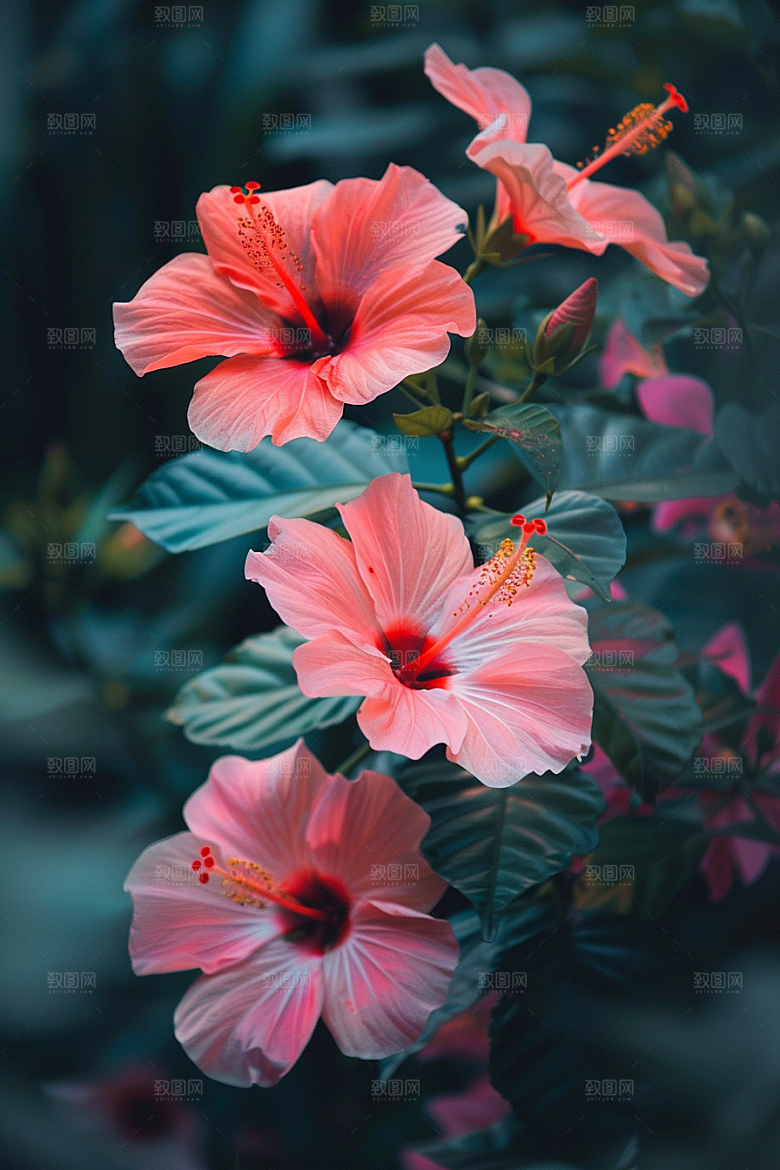 木槿花花朵植物摄影图
