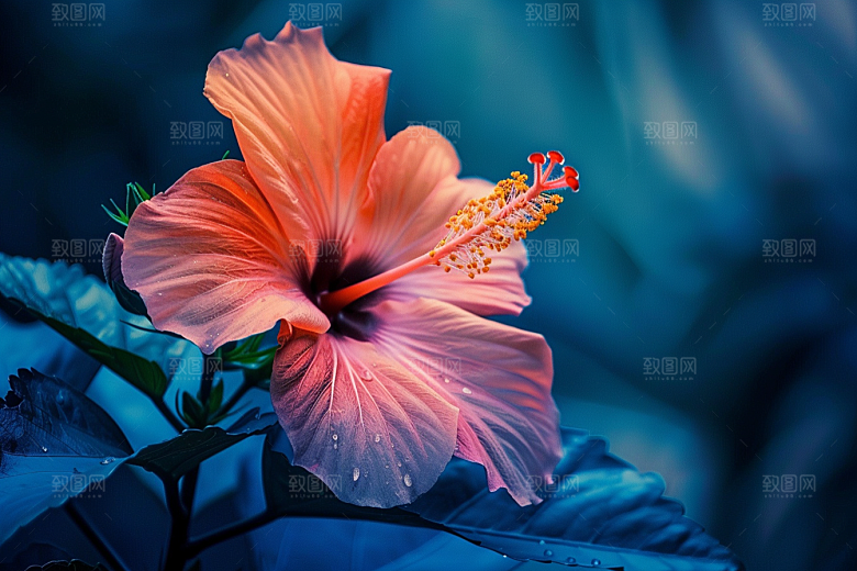 木槿花唯美夏天摄影图