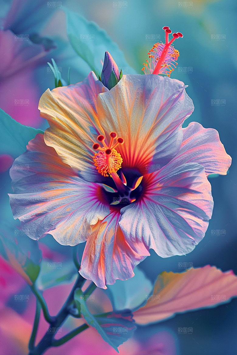 木槿花高清花朵摄影图
