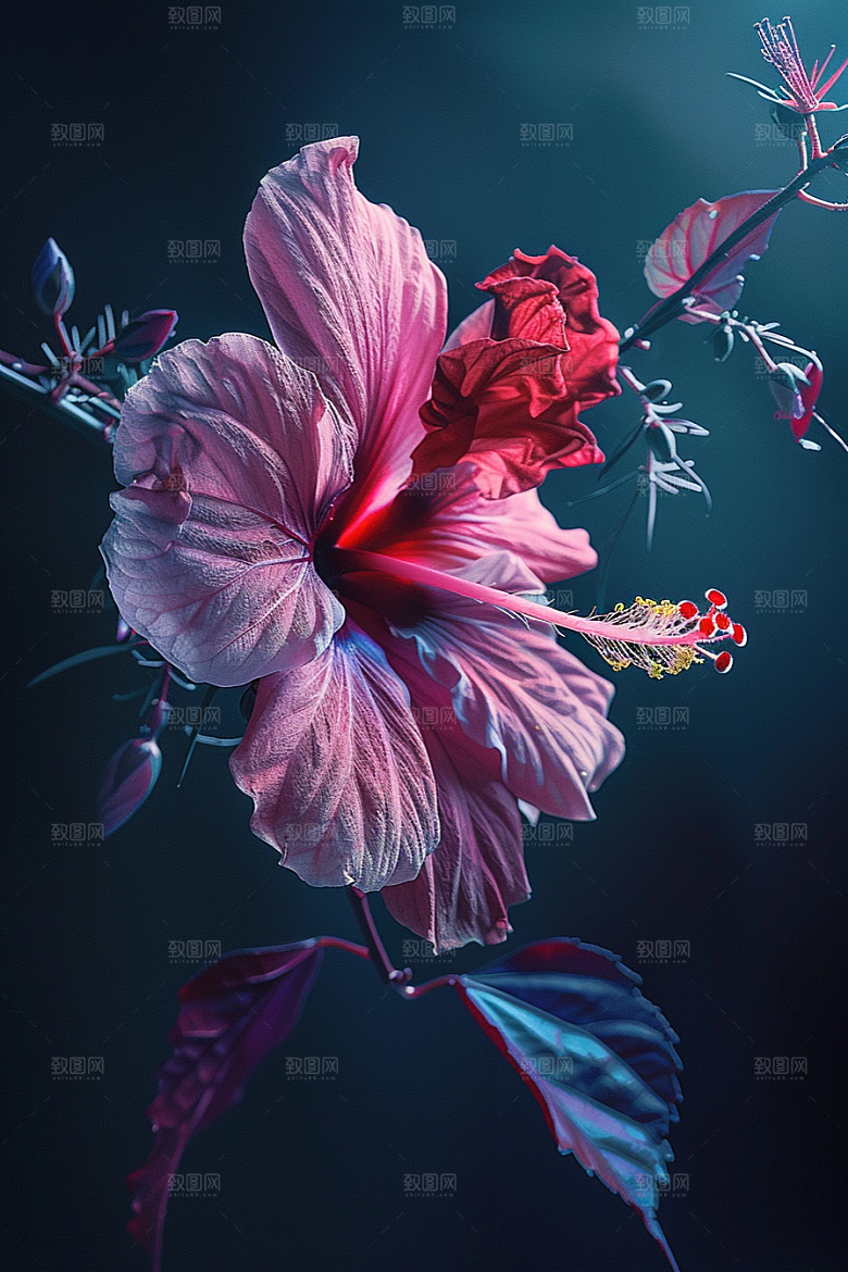 木槿花花朵夏天摄影图