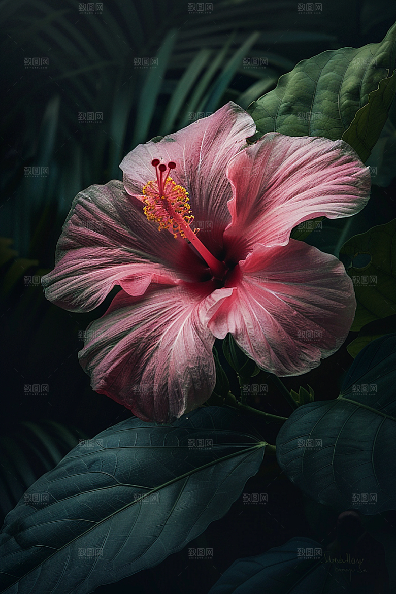 木槿花夏天清新摄影图