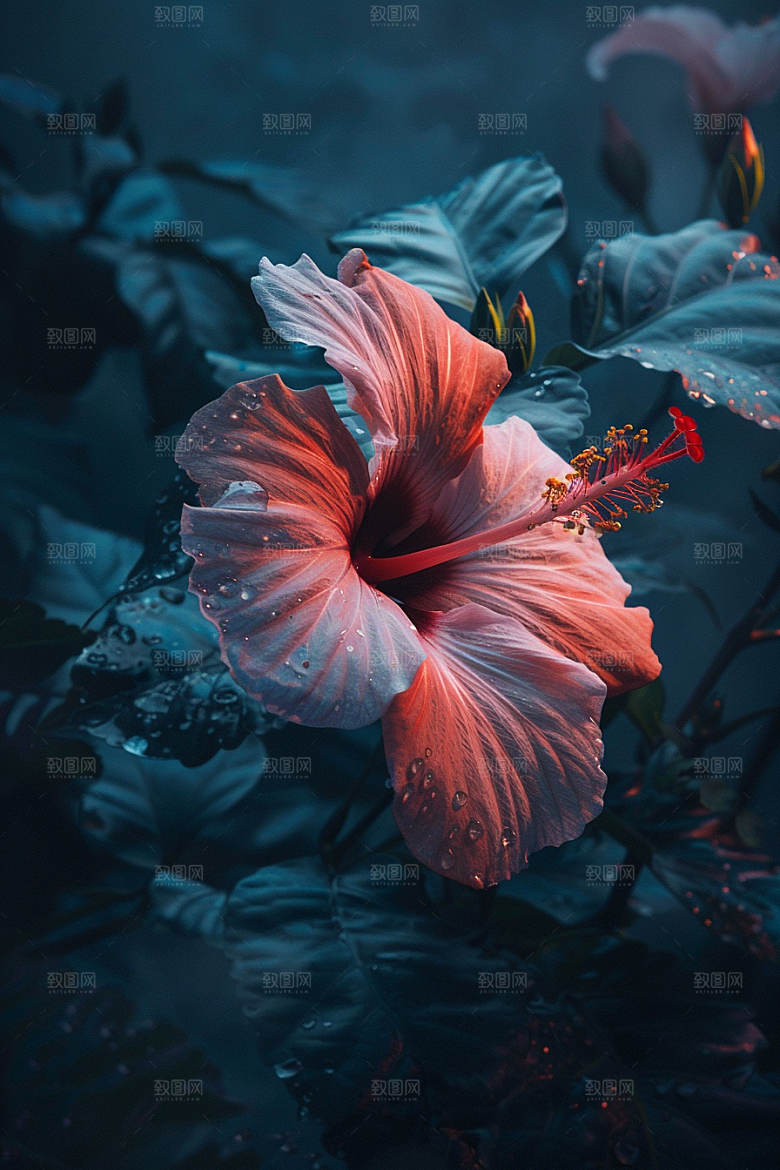 木槿花唯美花朵摄影图