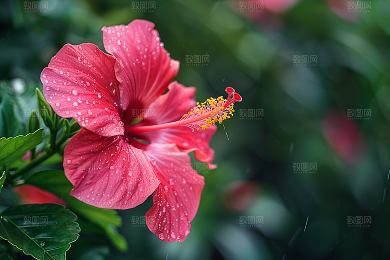 木槿花花朵花卉摄影图