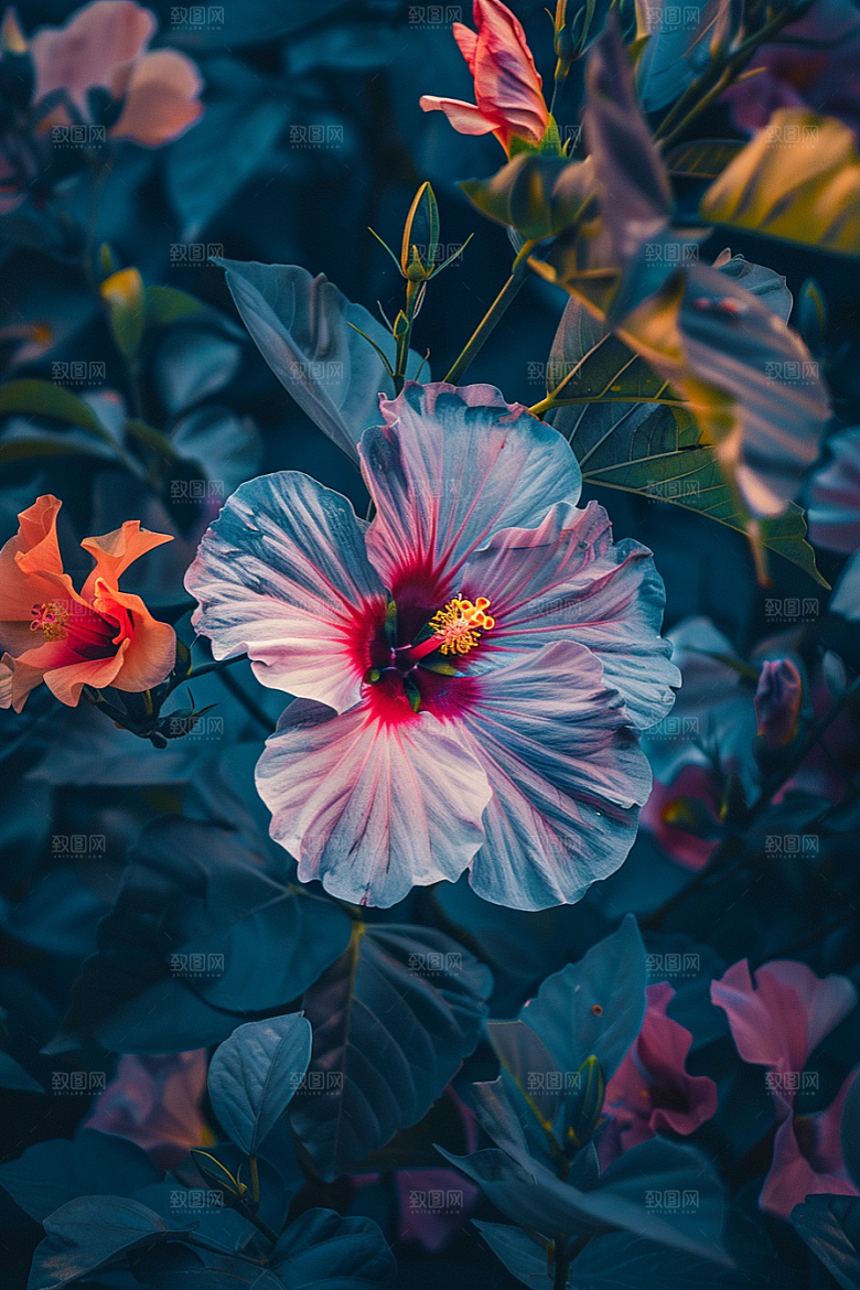 木槿花夏季植物摄影图