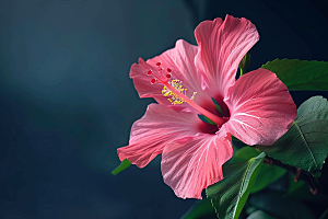 木槿花清新彩色摄影图