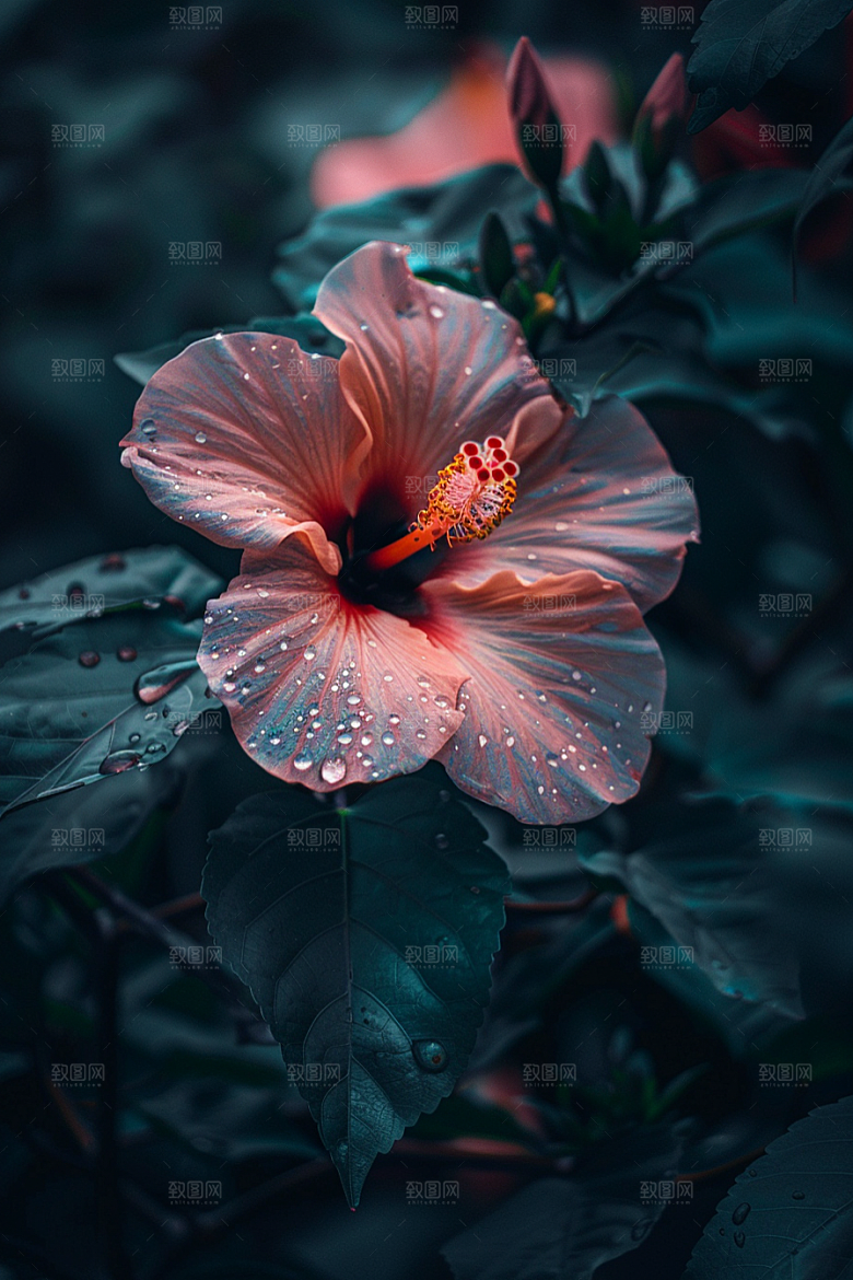 木槿花夏天植物摄影图