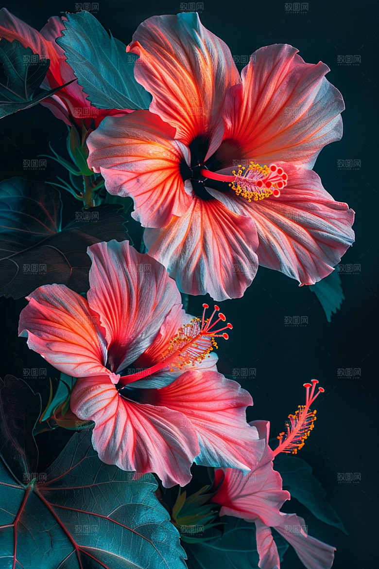 木槿花植物夏季摄影图