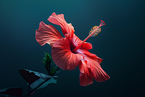 木槿花夏天花朵摄影图
