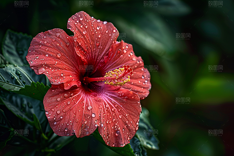 木槿花花朵花卉摄影图