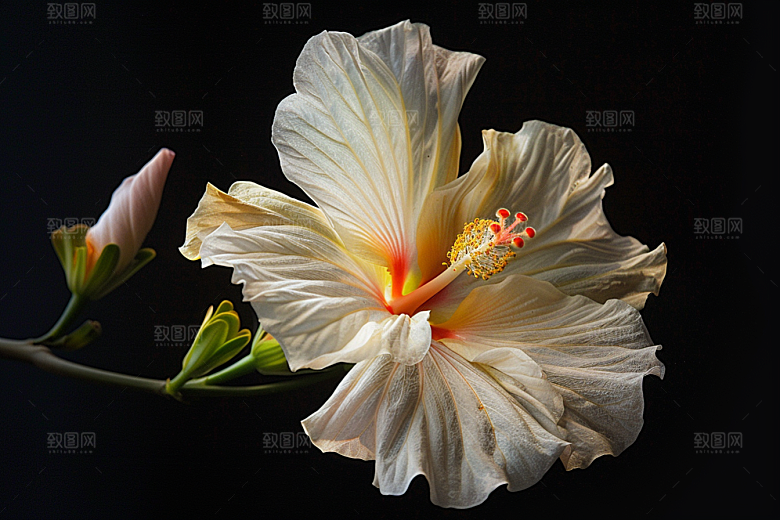 木槿花清新夏天摄影图
