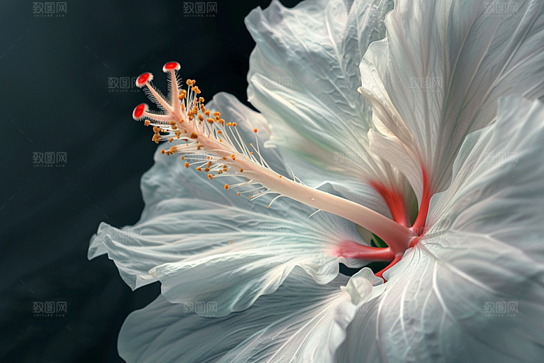 木槿花花朵唯美摄影图