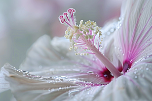 木槿花清新夏天摄影图