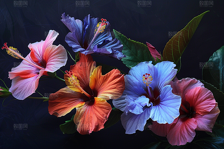 木槿花夏季唯美摄影图