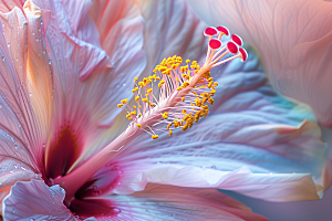 木槿花彩色自然摄影图