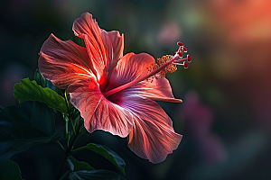 木槿花植物夏季摄影图