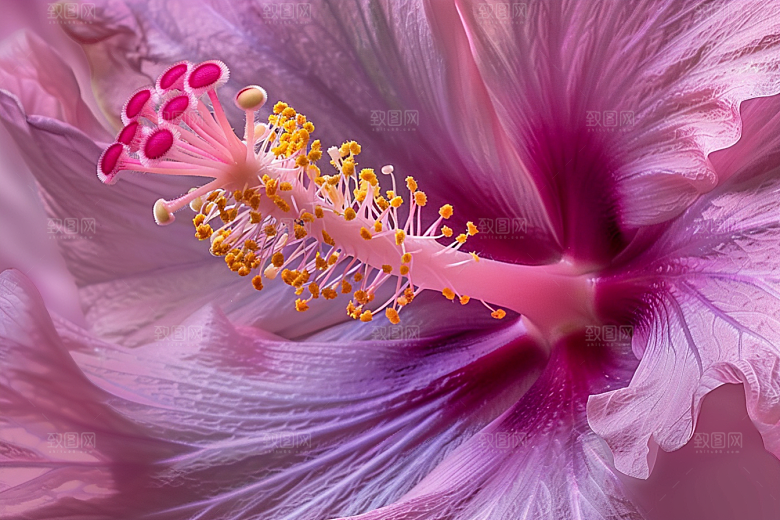 木槿花彩色花卉摄影图