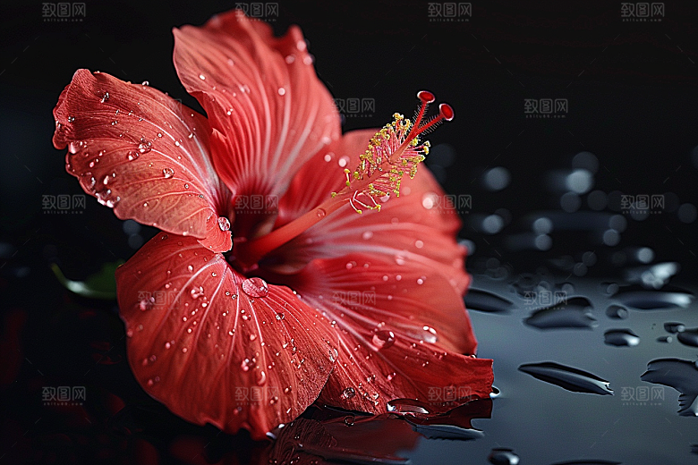 木槿花花朵花卉摄影图