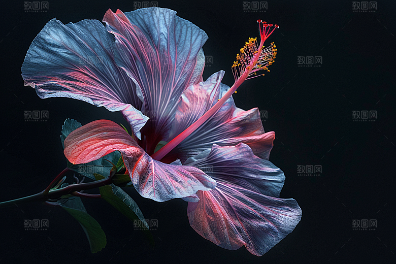 木槿花夏季花卉摄影图