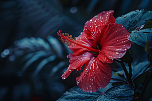 木槿花彩色自然摄影图