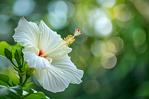 木槿花花朵彩色摄影图
