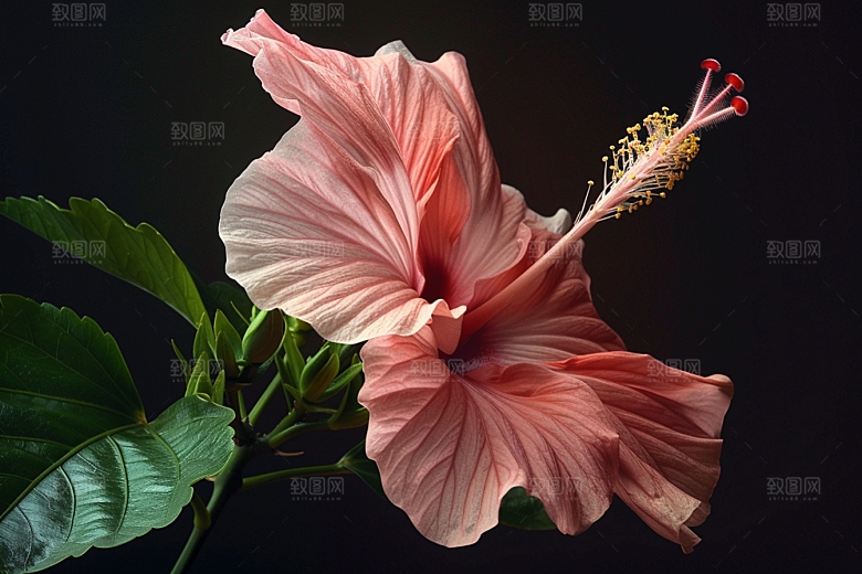 木槿花植物夏天摄影图