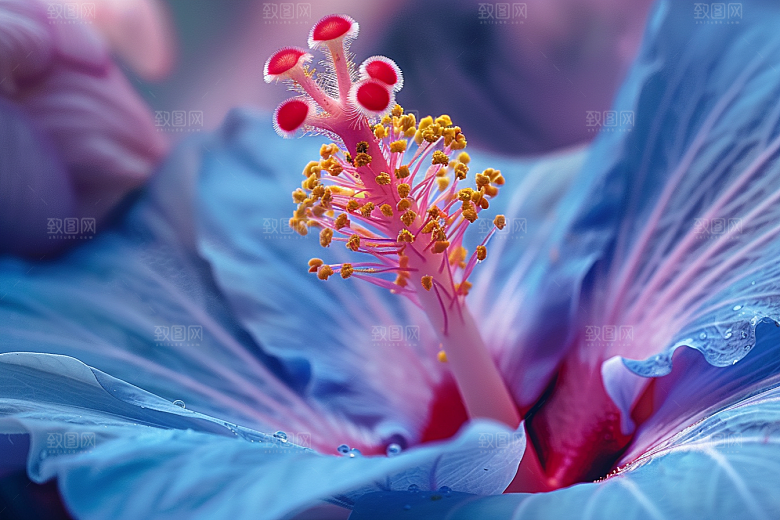 木槿花清新夏天摄影图