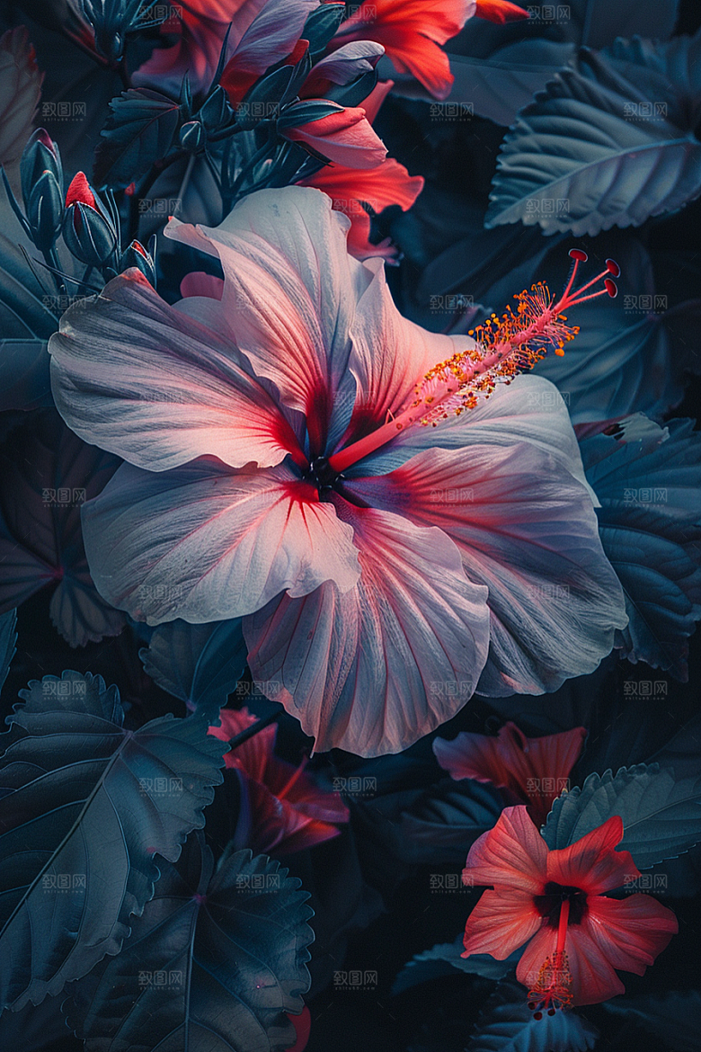 木槿花唯美夏天摄影图